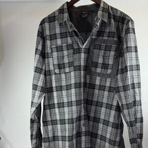 Oakley Charcoal and White Checkered Button Down Shirt